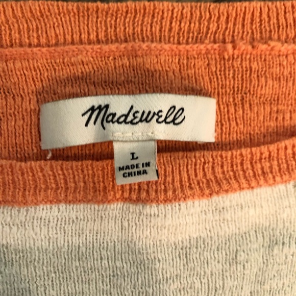 5 For $50🔥  Madewell Earth Toned Cotton Blend Striped Knit T-Shirt/Sweater Boxy - Picture 2 of 6